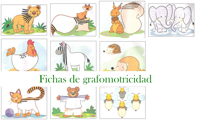 Fichas de grafomotricidad con animales