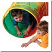 child in tunnel