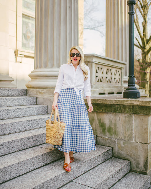 Linen Shirt  + Gingham Skirt