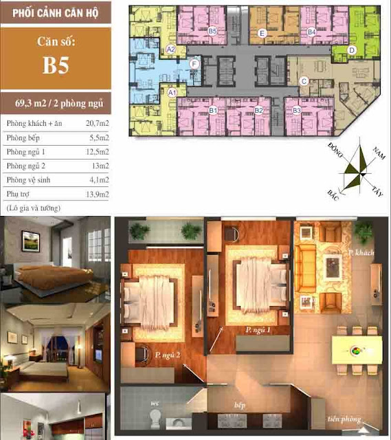 Thiết kế căn hộ B5 chung cư CT12 Văn Phú