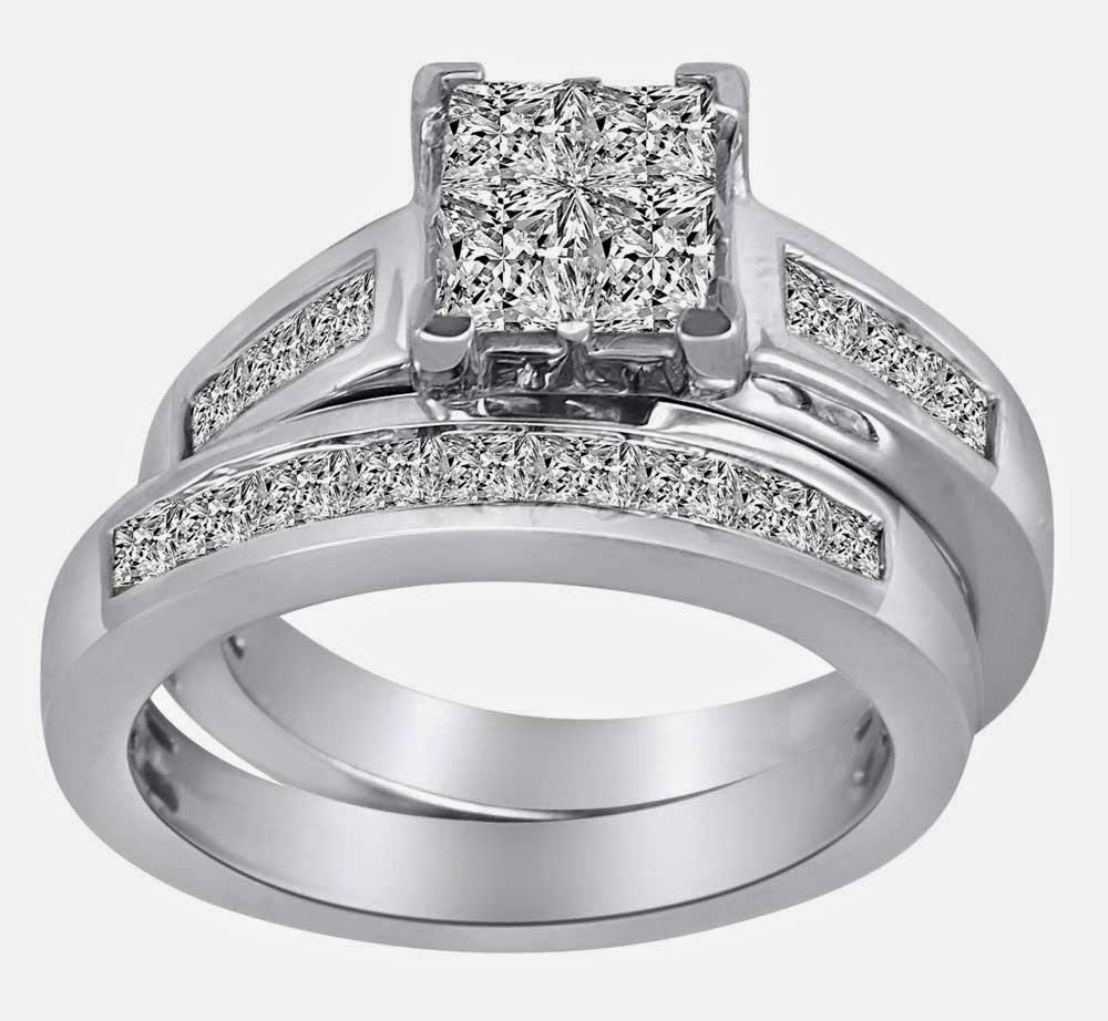 Square Diamond Bridal  Ring  Sets  Under  500  Dollars Design 