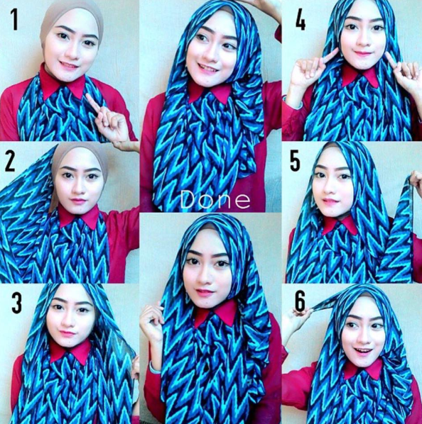 Contoh Tutorial Hijab Elegan Untuk pesta Terbaru 2016  Kumpulan Contoh Kreasi Hijab Modern 