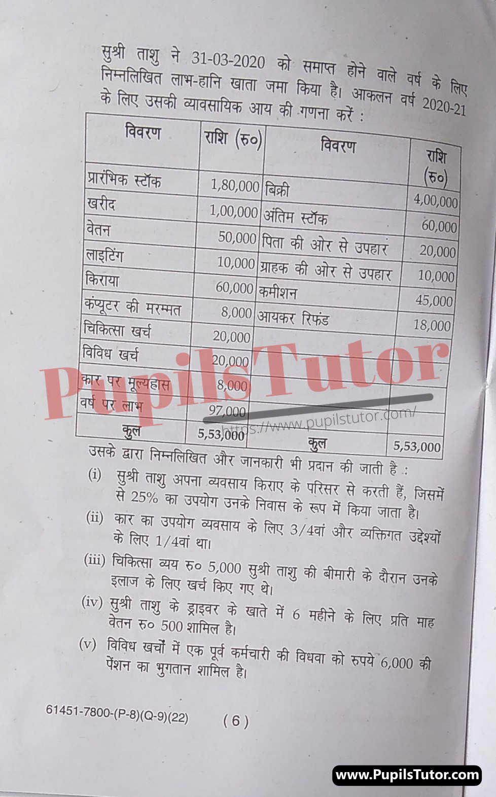 MDU (Maharshi Dayanand University, Rohtak Haryana) Pass Course (B.Com. 5th Sem) Taxation Law - I Question Paper Of February, 2022 Exam PDF Download Free (Page 6)