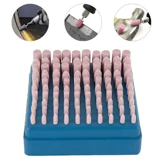 100pcs Abrasive Mounted Flint Wheel Stone Rotary Tool Grinding Head Polishing 1/8 Shank For Dremel hown - store