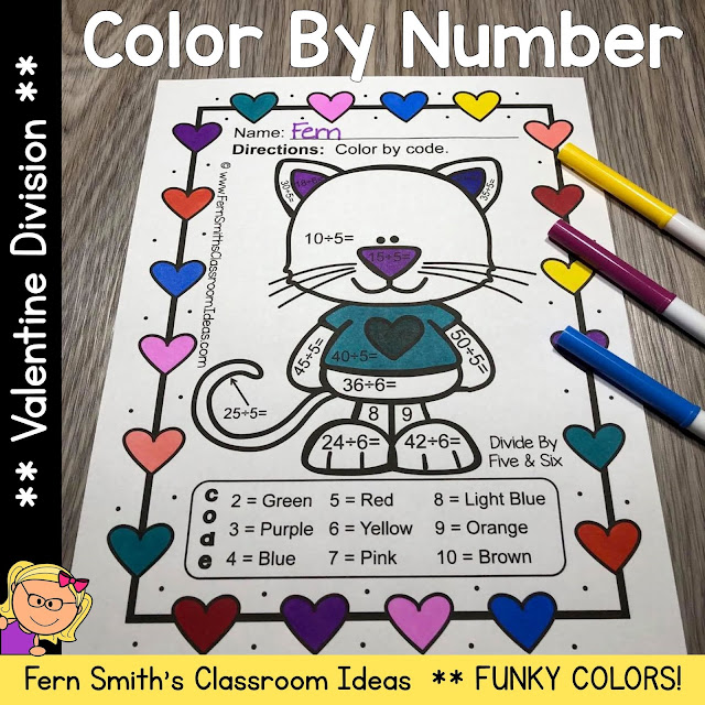 St. Valentine's Day Color By Number Division