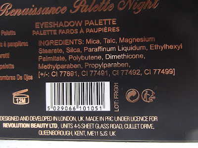 MAKEUP REVOLUTION LONDON RENAISSANCE PALETTE NIGHT zloženie