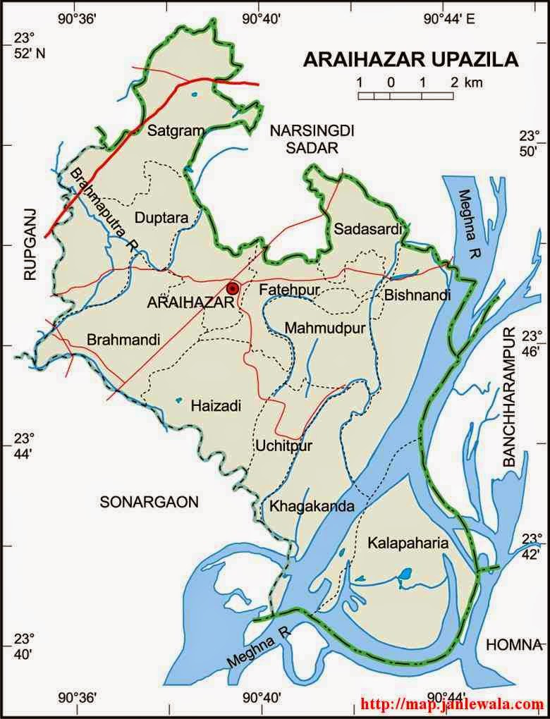 araihazar upazila map of bangladesh
