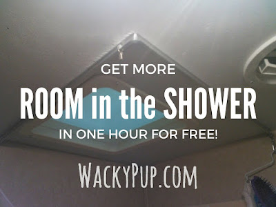 Free and Easy Fix for a Tiny Shower - Amazing! A ton of great ideas for organizing and remodeling campers and small spaces!