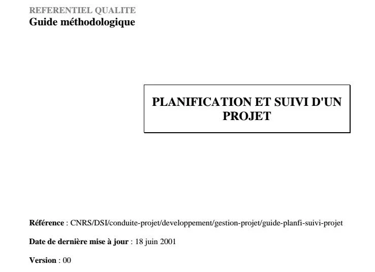 PLANIFICATION ET SUIVI D'UN  PROJET