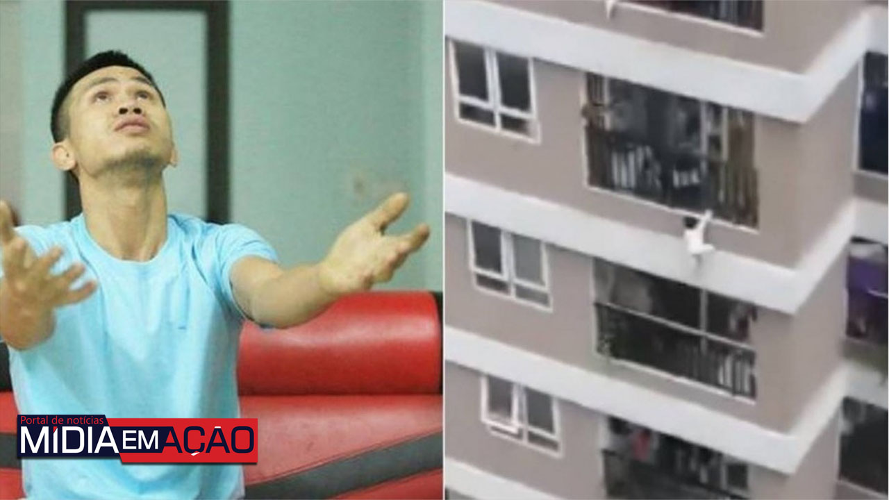 Criança cai de 12° andar de prédio e é salva por entregador; assista