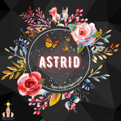 Solapín Nombre Astrid en círculo de rosas gratis