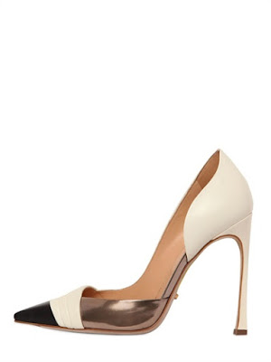 SSergio Rossi black, white and metallic d'orsay pump