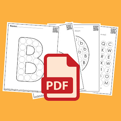 Letter B dot markers free preschool coloring pages ,learn alphabet ABC for toddlers