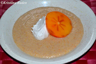 Whipped semolina pudding with persimmon