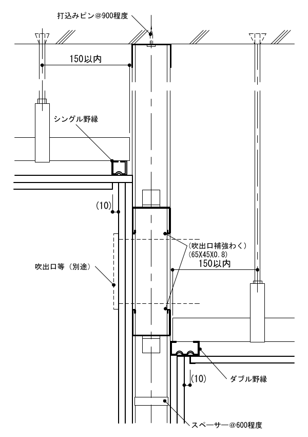 2-22-1 軽量鉄骨壁下地 頭部 2室の天井高が異なる場合