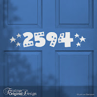 Patriotic Stars Custom House Number Door Decal