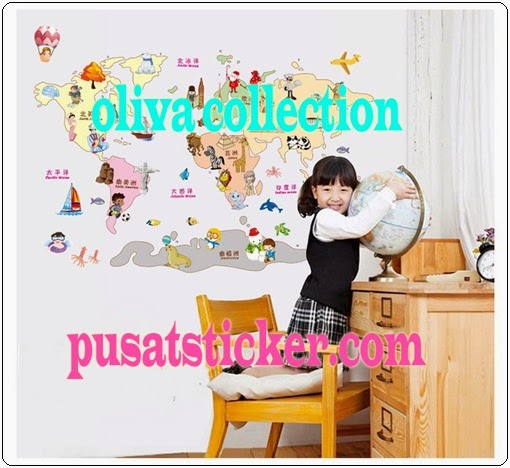 JUAL WALL STICKER MODEL WORLD MAP - olivacollection