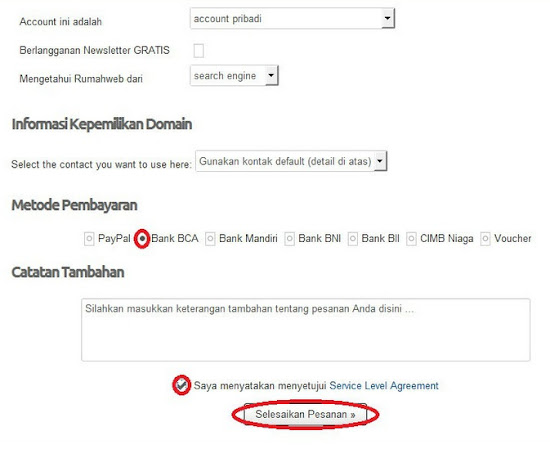 metode pembayaran untuk menyelesaikan pembelian nama domain