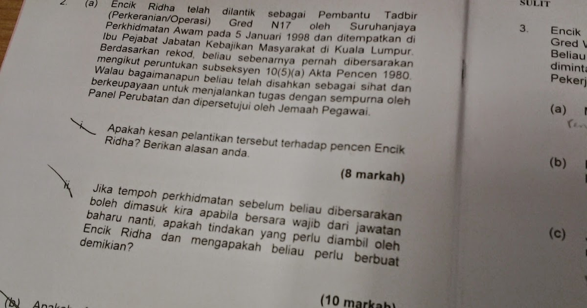 Contoh Soalan Peperiksaan Jabatan Perkhidmatan Awam 