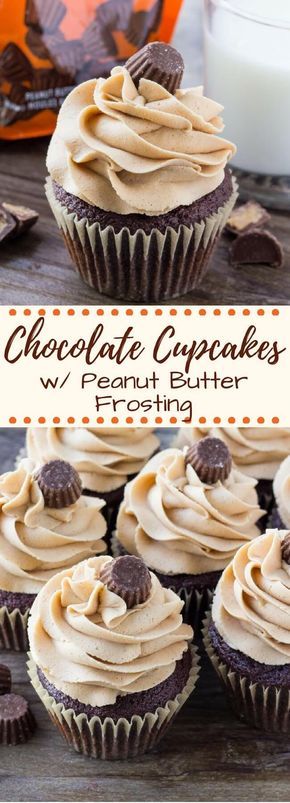 Super soft, perfectly moist Chocolate Cupcakes with Peanut Butter Frosting. If you love peanut butter cups - you NEED to make these chocolate peanut butter cupcakes! #chocolatepeanutbutter #cupcakes #chocolatecupcakes #peanutbutter