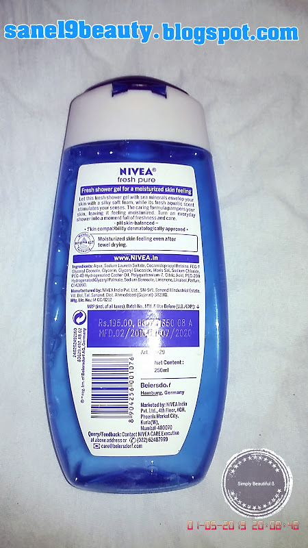 Packaging of NIVEA Care Shower fresh pure.