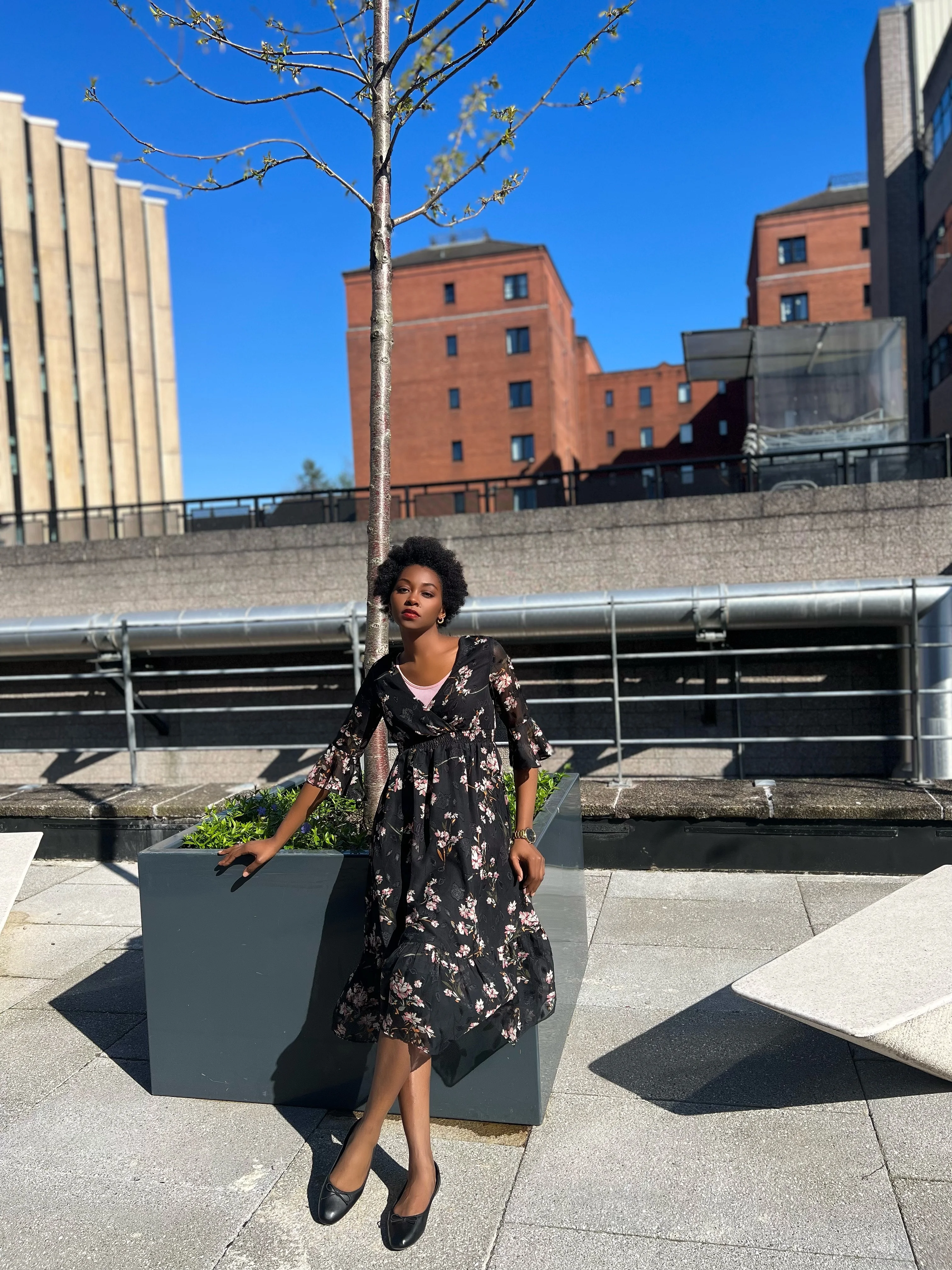 Black floral dress