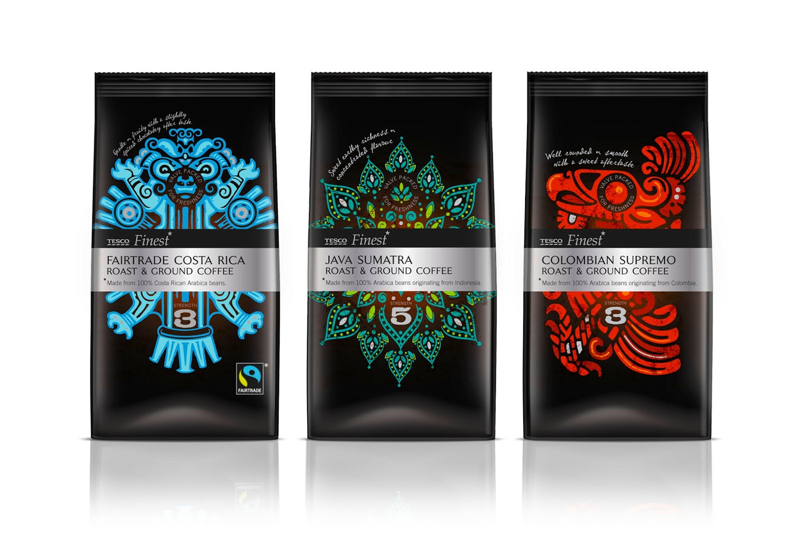 Download Tesco Finest Roast & Ground Coffee Bags on Packaging of ...