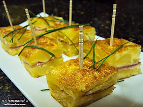 Tortilla de patata rellena de jamón cocido y queso