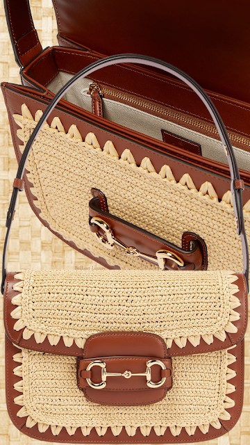 ♦Gucci Horsebit 1955 raffia-effect shoulder bag #brilliantluxury