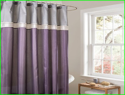 purple and grey curtains with borders