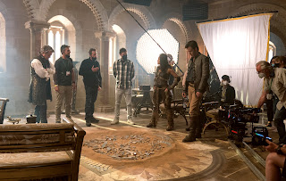 Hugh Grant, Directors John Francis Daley and Jonathan Goldstein, Michelle Rodriguez, Chris Pine and crew on the set of Dungeons & Dragons: Honor Among Thieves from Paramount Pictures.