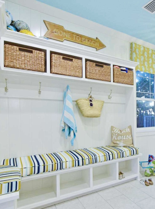 Cubby Storage Bench Wall Shelf Beach Cottage