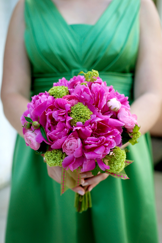 Wonderful hot pink peonies bridesmaids bouquets from Rose Petals and Lace 