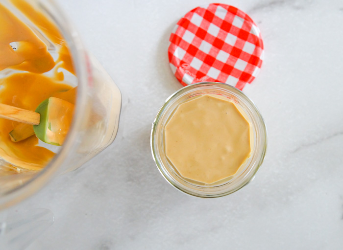 Breakfast Cottage Cheese Peanut Butter Mousse in jar