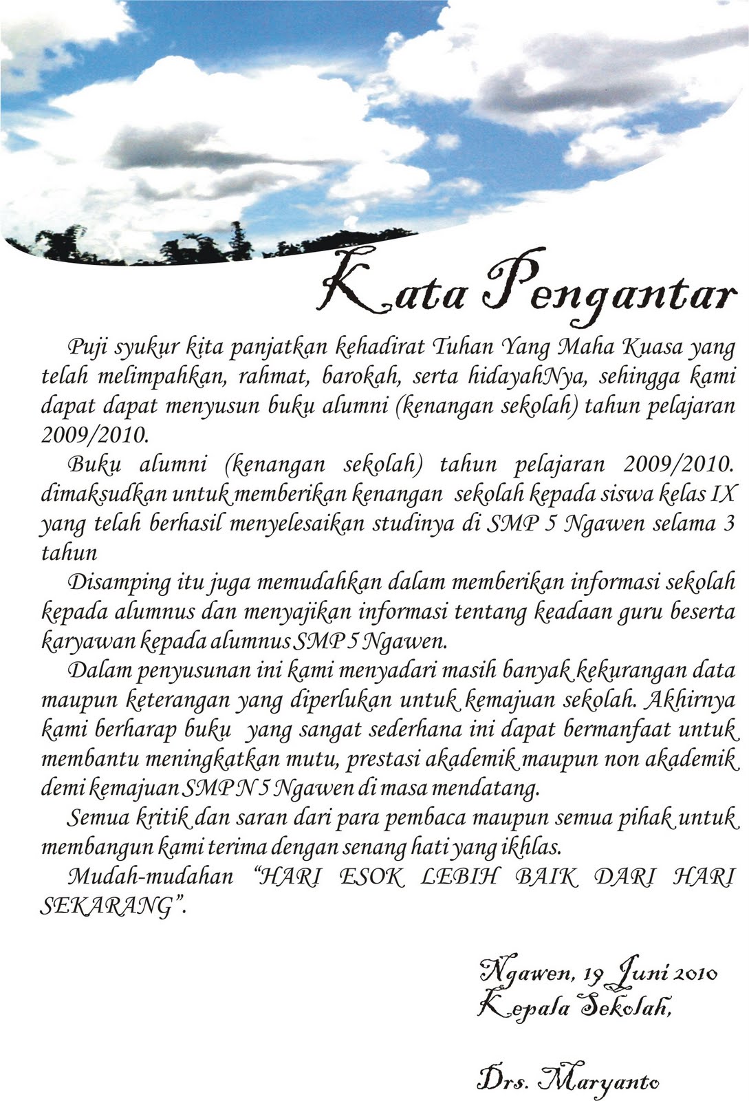 Buku Tahunan SMP N 5 Ngawen: Kata Pengantar