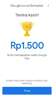 Google survei singkat berhadiah uang