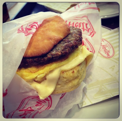 Tim Hortons' biscuit with sausage, egg and cheese