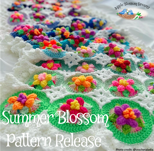 Summer Blossom Bed Runner or Square Blanket | Crochet Pattern | Published