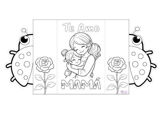 Tarjetas sorpresa para colorear y recortar  mariquita imagen