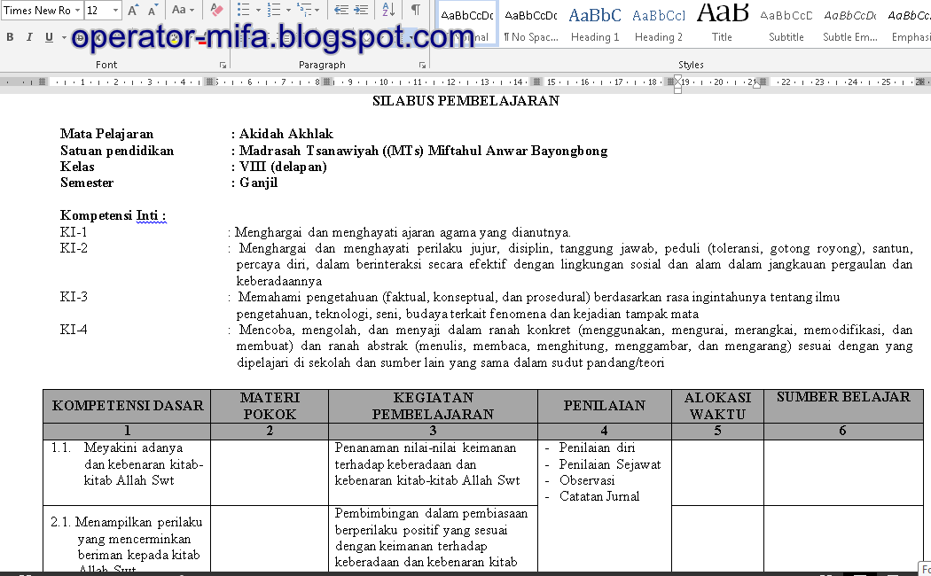 Silabus Bahasa Arab Kelas 8 Ilmusosial Id