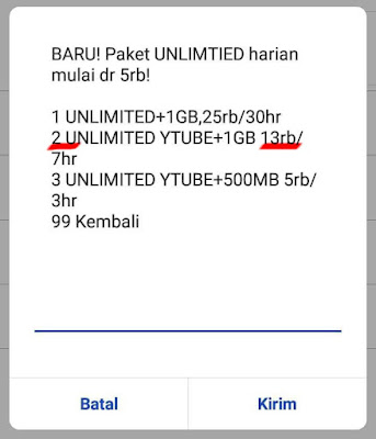 Unlimited Youutube Indosat 1GB 13 ribu/7 hari