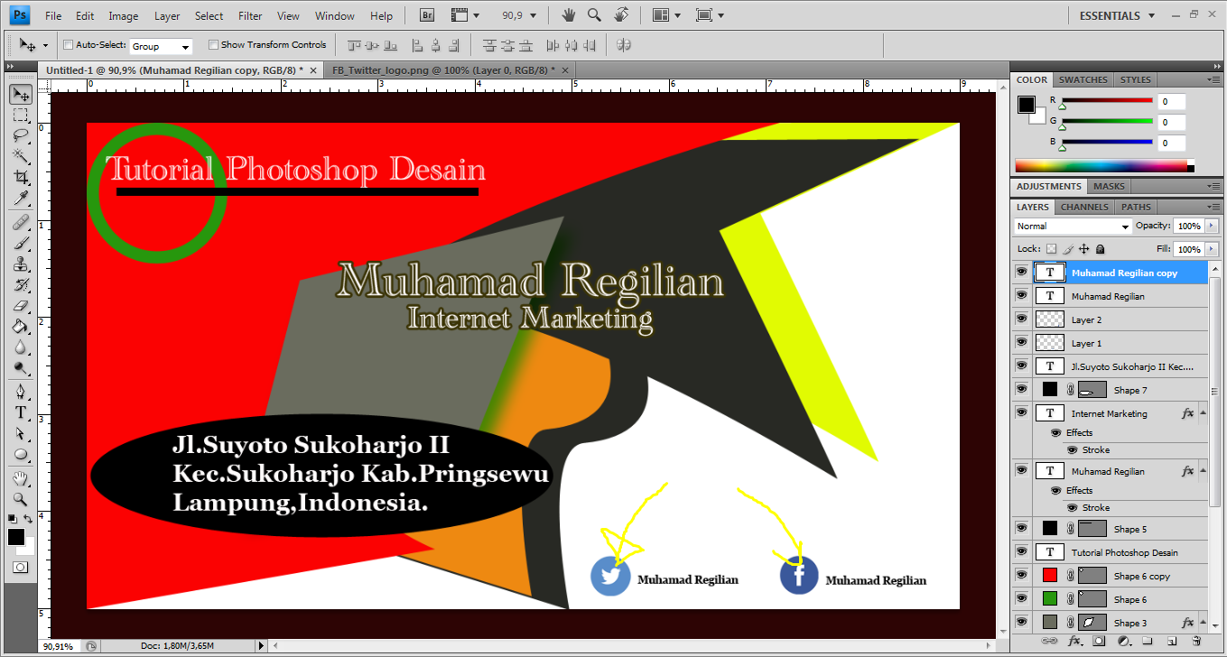 Tutorial photoshop cara membuat dan contoh desain kartu 