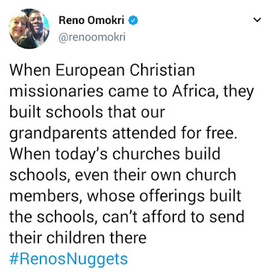  The difference between the schools missionaries built in the past and the ones churches build today - Reno Omokri