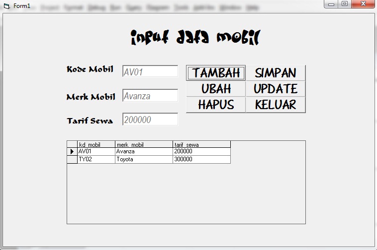 Mdn bro: Contoh Program Visual Basic Rental Mobil