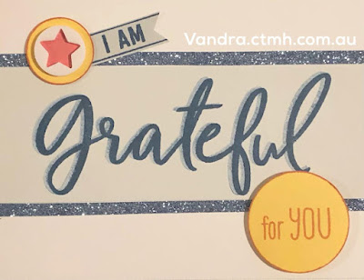 #CTMHVandra, thank you, Colour dare, grateful, star, circles, retiring, blue belle, peacock, shimmer trim, acrylic, cardmaking, stamping, Stamp of the Month,