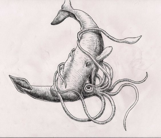 Giant-Squid-vs-Whale-Tattoo-Design