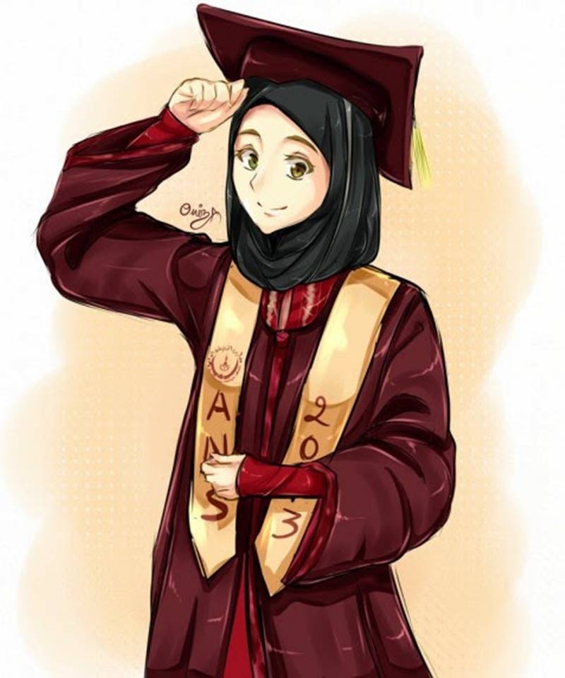 30+ Gambar Kartun Muslimah Cantik Wisuda