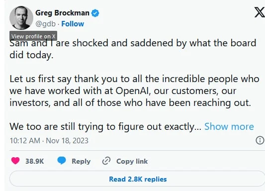 Greg Brockman tweet: eAskme