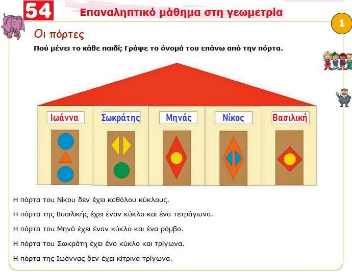 Κεφ. 54ο: Επαναληπτικό μάθημα στη γεωμετρία - Μαθηματικά Γ' Δημοτικού - by https://idaskalos.blogspot.gr