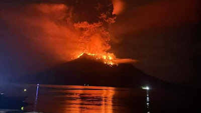 Gunung Ruang Turun Level "Siaga", BNPB Fokus Tangani Pengugsi